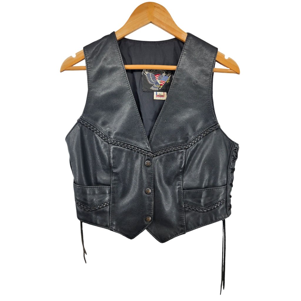 Classic Leather Usa Made Black Vest M